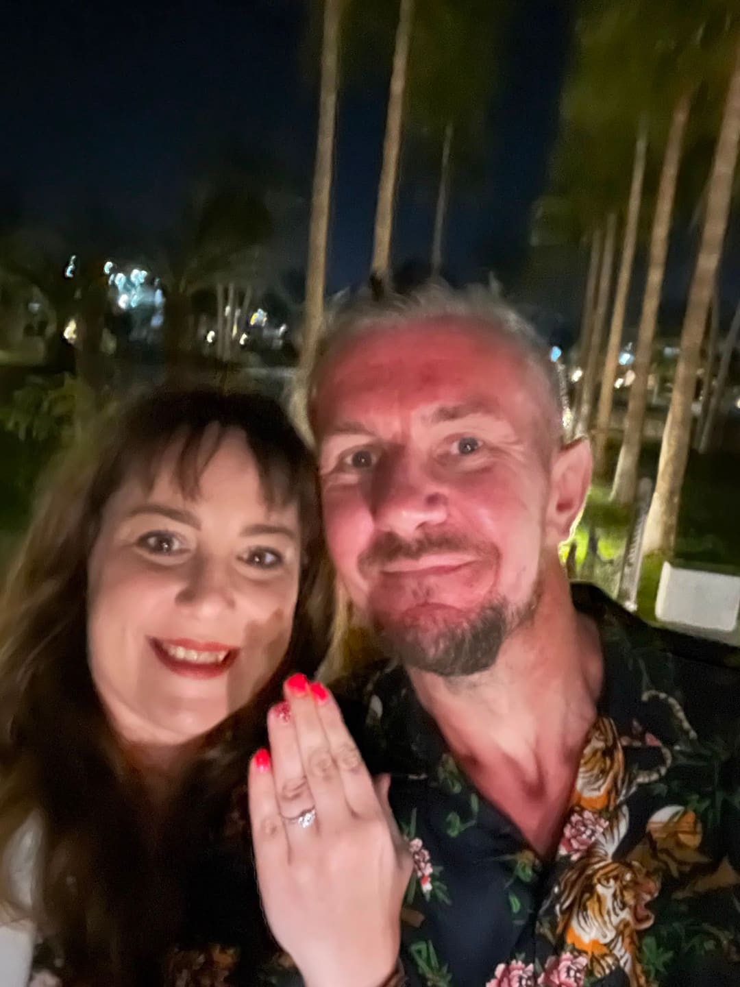 The ring on Laura's finger, just after the proposal in Lanzarote